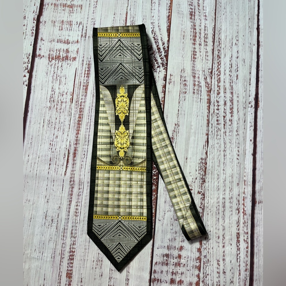 Jacques Ester 100 percent pure silk Green, Gold & Black Men's Tie
